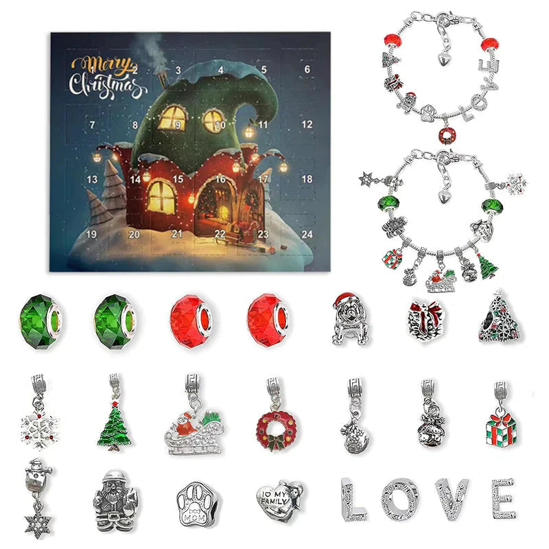 Advent calendar 24 days craft beads blind box Christmas gift bracelet | Bowlift