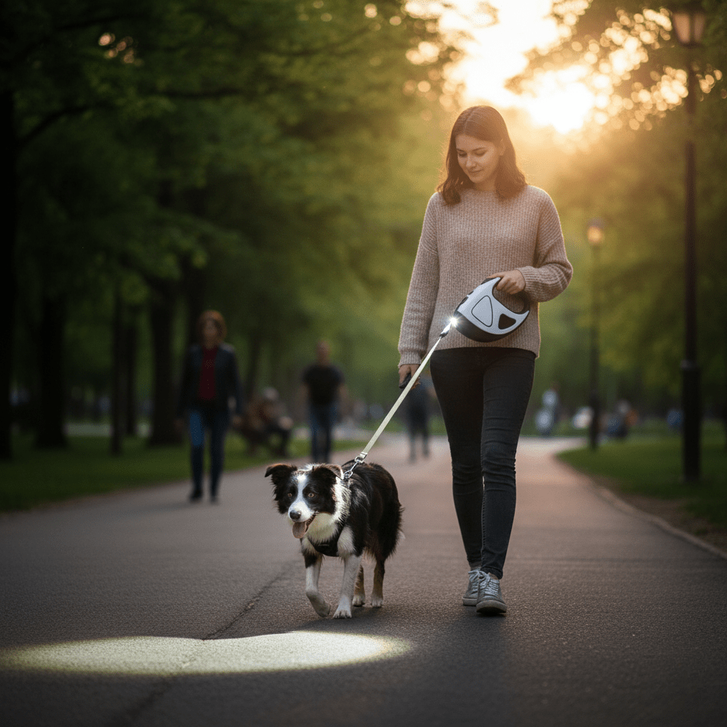 BowLift | Automatic Dog Leash with LED Light & Ergonomic Anti-Slip Handle