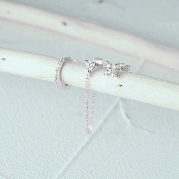 BowLift | 3pc Dainty Floral Tassel Chain Earrings Set