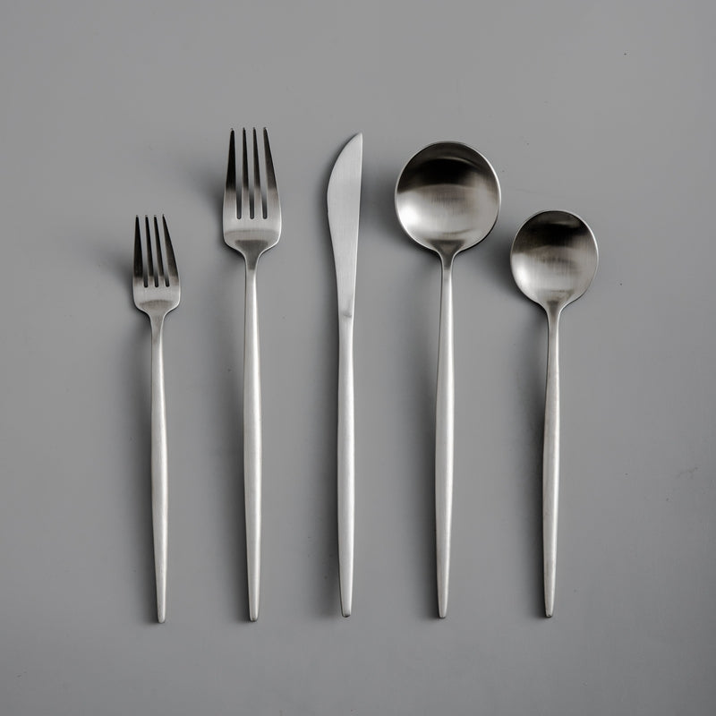 BowLift | Minimalist Flatware Set – 20-Piece Titanium-Coated Stainless Steel Cutlery | Modern Matte Finish for Elegant Dining