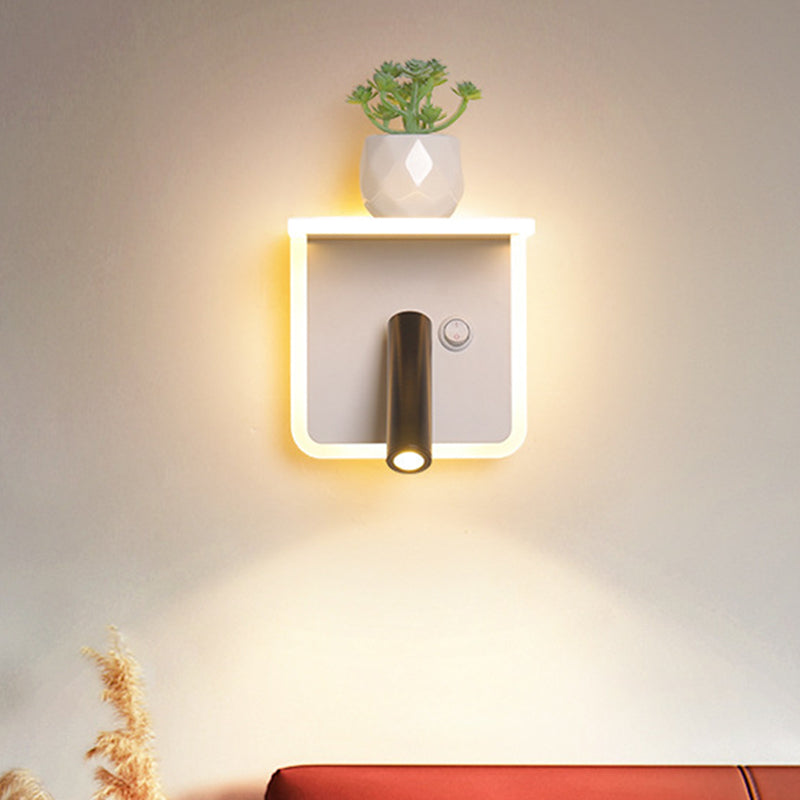 BowLift | White LED wall light Minimalism Acrylic Round/Rectangle Wall Outdoor Light with Plant Decoration in Warm/White Light
