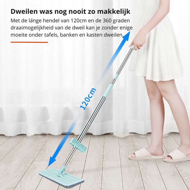 BowLift | Floor Mop FlexiWisch EasyMop | With Twist-Wring Function | 2 Washable Pads | Light & Compact | Usable Without Bucket