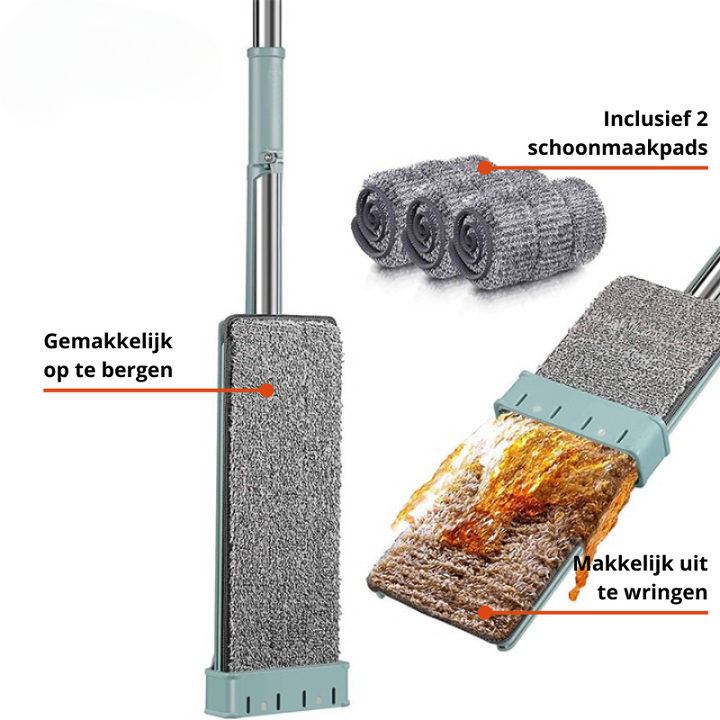 BowLift | Floor Mop FlexiWisch EasyMop | With Twist-Wring Function | 2 Washable Pads | Light & Compact | Usable Without Bucket