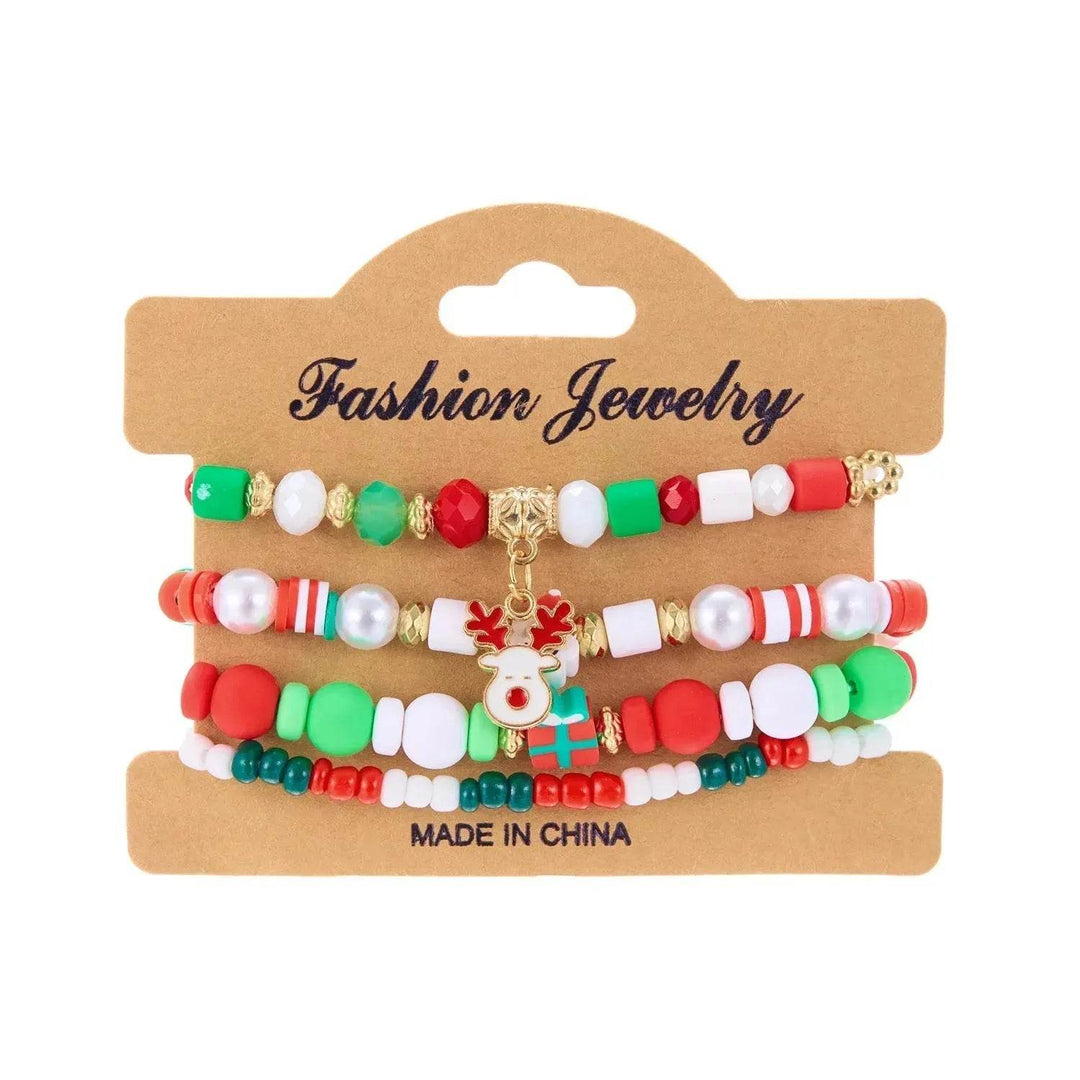 BowLift | 4pcs Christmas Snowman Handmade Beaded Bracelet set gift idea