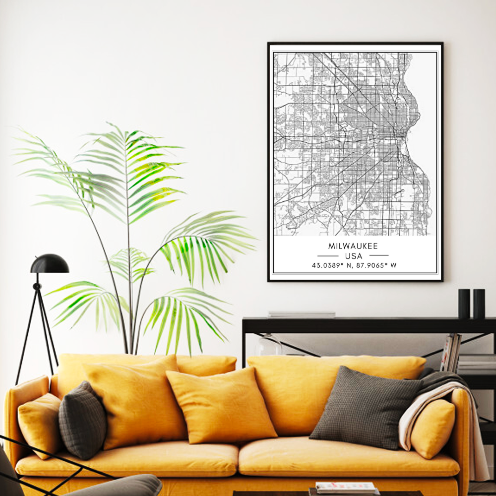 Milwaukee City Map - Canvas Wall Art Painting | Bowlift