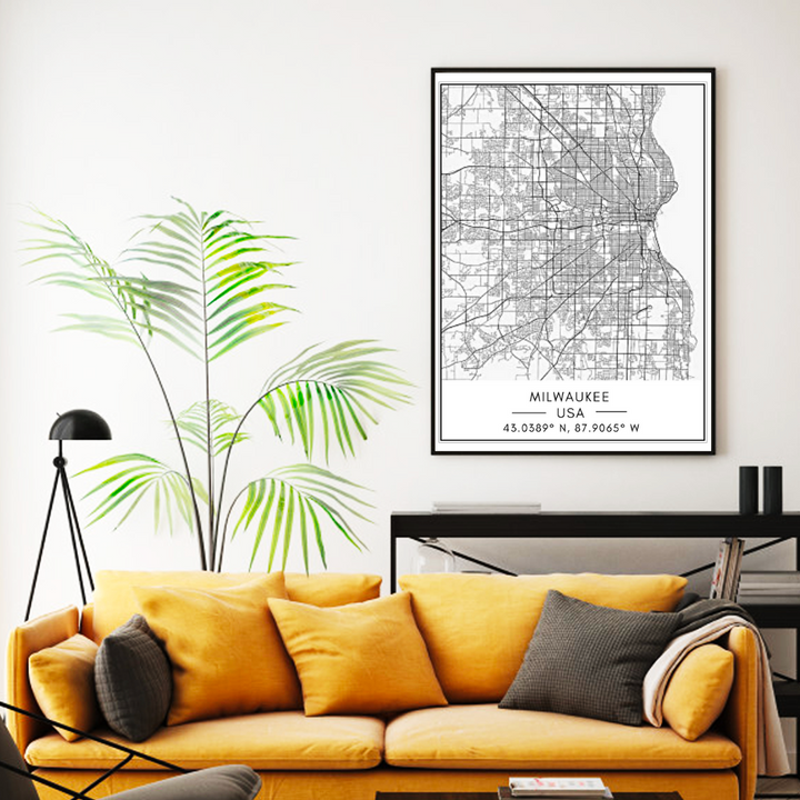 Milwaukee City Map - Canvas Wall Art Painting | Bowlift