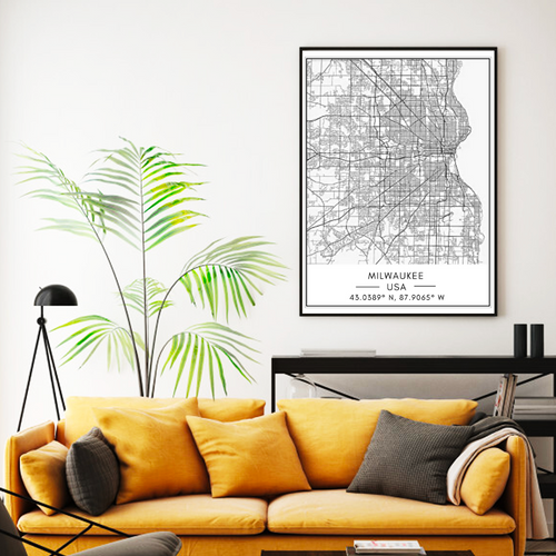 Milwaukee City Map - Canvas Wall Art Painting | Bowlift
