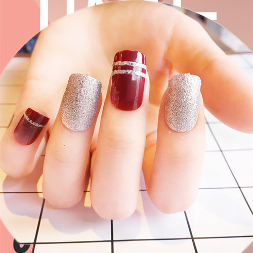 Glittering Textured Press-On Nail Art Set
