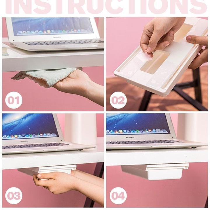 Under-Desk Drawer with Slim Self-Adhesive Installation