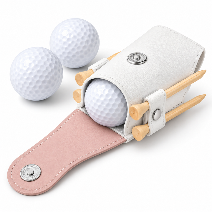 Portable Leather Golf Ball & Tee Holder Pouch Bowlift