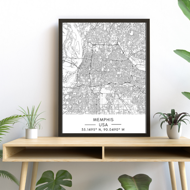 Memphis City Map - Canvas Wall Art Painting | Bowlift