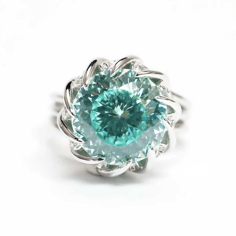 BowLift | 6 Carat Paraiba Blue-green Lotus Diamond Ring