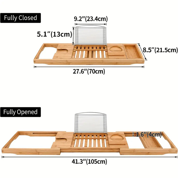 Premium Bamboo Extendable Bathtub Tray Bowlift