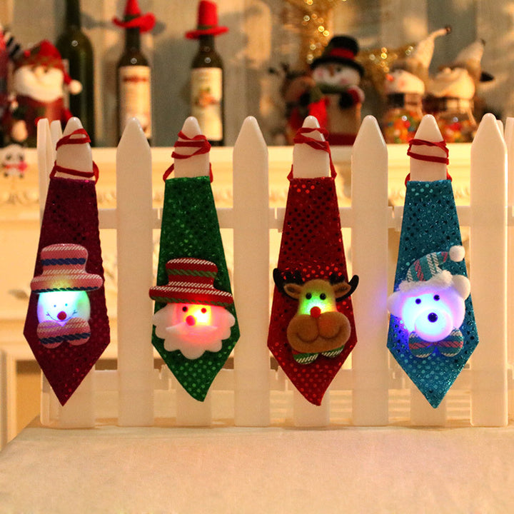 LED Illuminated Santa Tie Decoration Bowlift