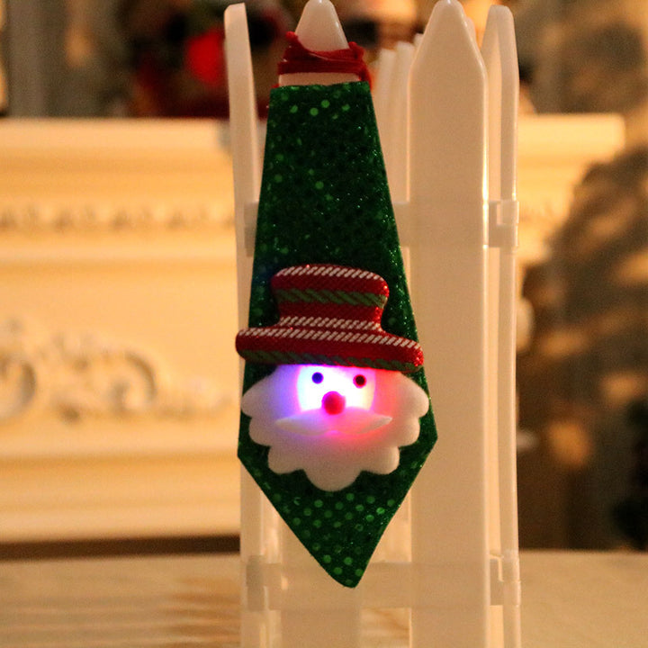 LED Illuminated Santa Tie Decoration Bowlift