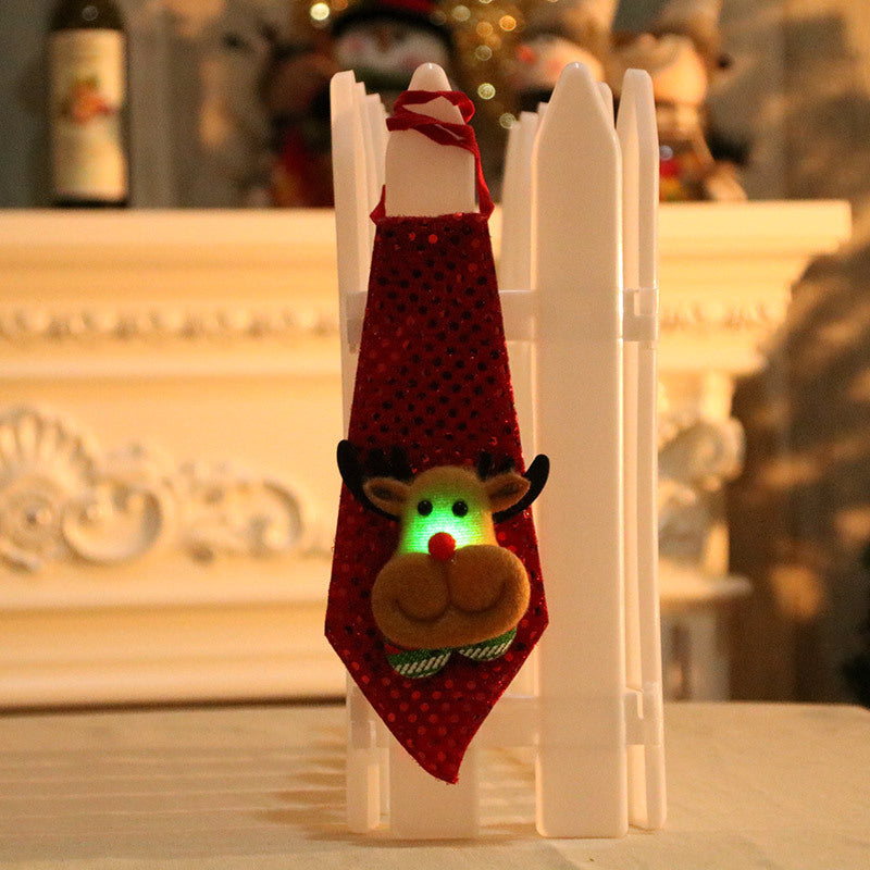 LED Illuminated Santa Tie Decoration Bowlift