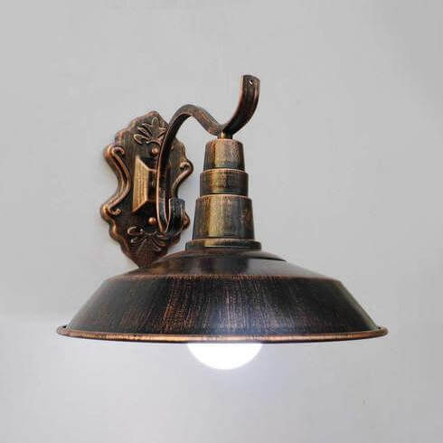 BowLift | 1 Bulb Barn Wall Light Country House Style Copper/Rust Wrought Iron Wall Lamp for Corridor