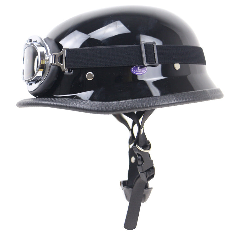 Retro Half-Style Motorcycle Helmet with Protective Goggles Bowlift