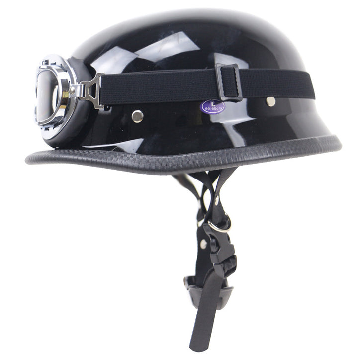 Retro Half-Style Motorcycle Helmet with Protective Goggles Bowlift