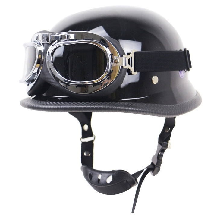 Retro Half-Style Motorcycle Helmet with Protective Goggles Bowlift