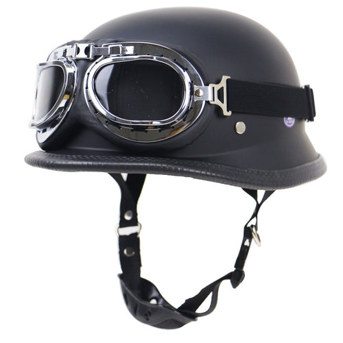 Retro Half-Style Motorcycle Helmet with Protective Goggles Bowlift