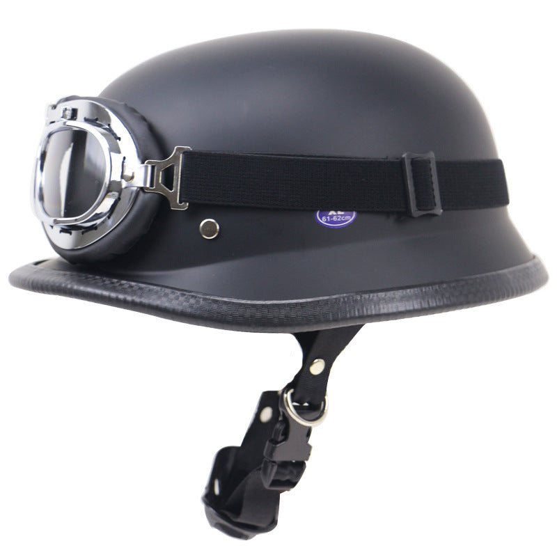 Retro Half-Style Motorcycle Helmet with Protective Goggles Bowlift