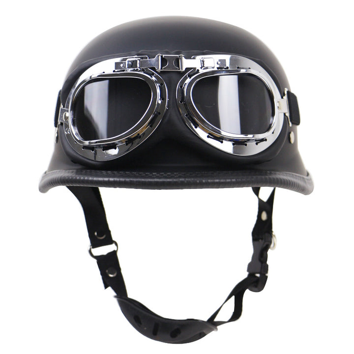 Retro Half-Style Motorcycle Helmet with Protective Goggles Bowlift