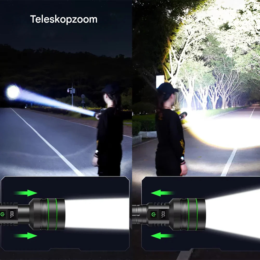 BowLift | Extremely Bright and Zoomable LED Flashlight with Power Bank Function for Outdoor Adventures