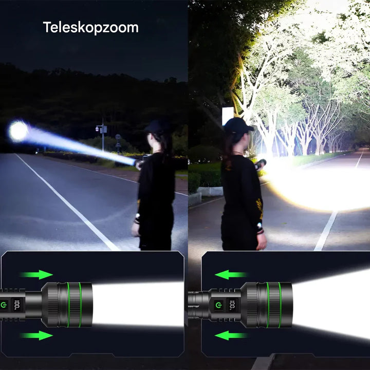 BowLift | Extremely Bright and Zoomable LED Flashlight with Power Bank Function for Outdoor Adventures