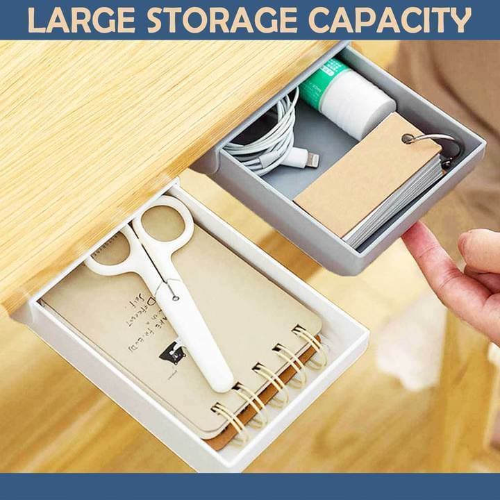 Concealed Under-Desk Storage Drawer with Push-to-Close Design for Office Supplies