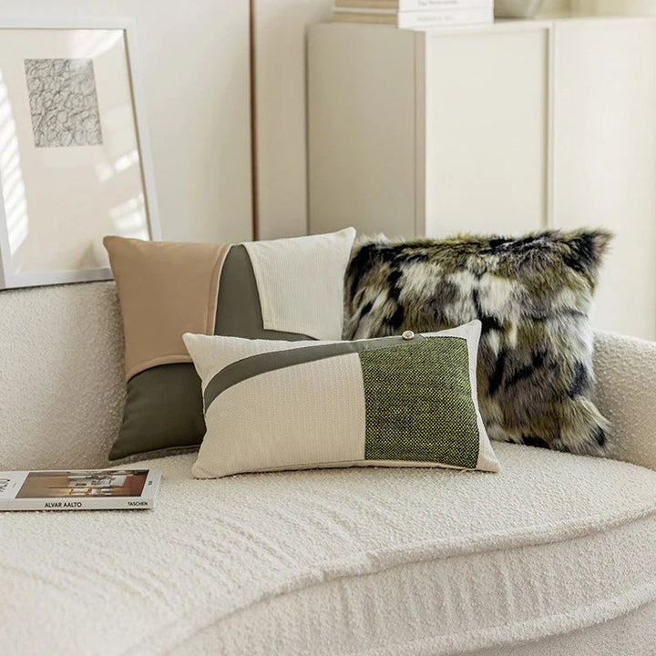 BowLift | Modern PU Leather Patchwork Cushion Cover
