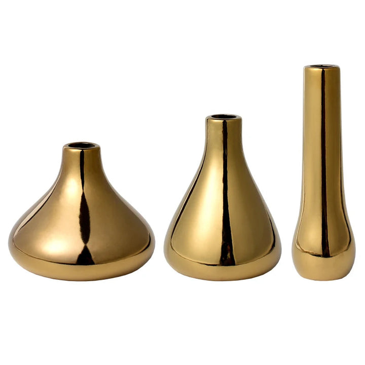 BowLift | Nordic Style Gold Ceramic Vase – Elegant Dry Flower and Water Plant Display