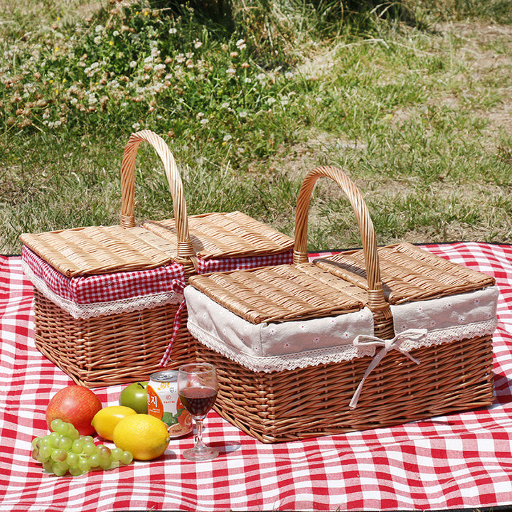 Handwoven Basket with Removable Washable Fabric Lining and Carry Handle