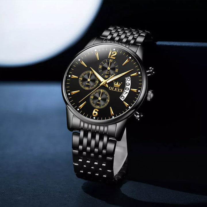 BowLift | Luxury Gold Three-Eye Chronograph Dial Automatic Mechanical Watch