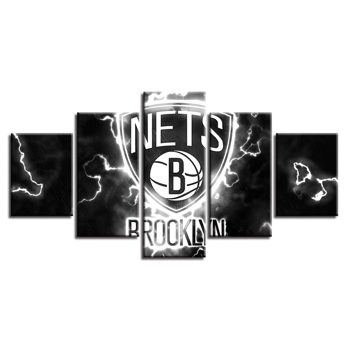 Voltaic Brooklyn Nets 5 Piece - Canvas Wall Art Painting | Bowlift