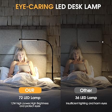 BowLift | LED Desk Lamp With Clamp, Flexible Gooseneck And 3 Light Modes