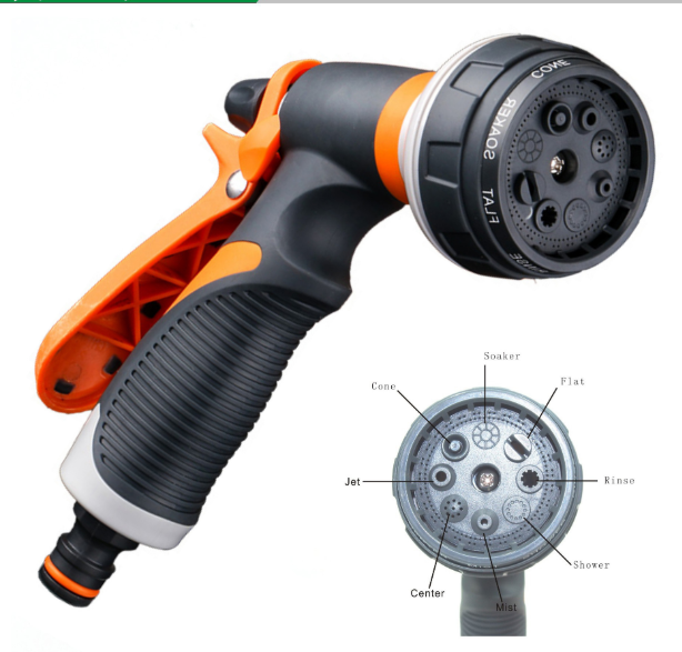 BowLift | Multi-functional garden spray nozzle with 9 spray patterns – Ergonomic spray nozzle for garden irrigation