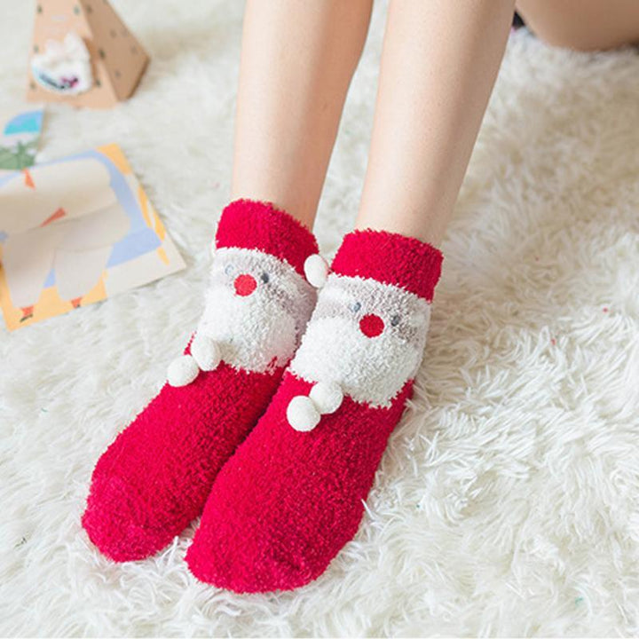 BowLift | 4 Pairs Christmas-themed Coral Fleece Soft Warm Socks