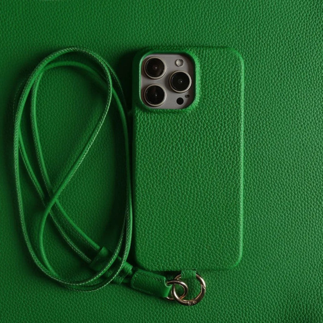 Genuine Leather Phone Case with Crossbody Strap Lightweight Design