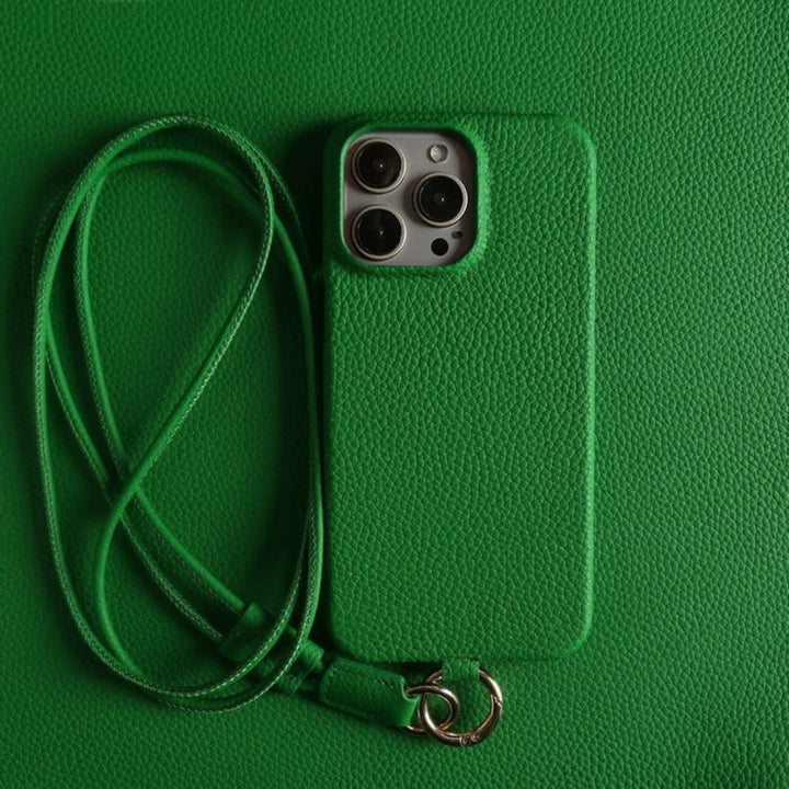 Genuine Leather Phone Case with Crossbody Strap Lightweight Design