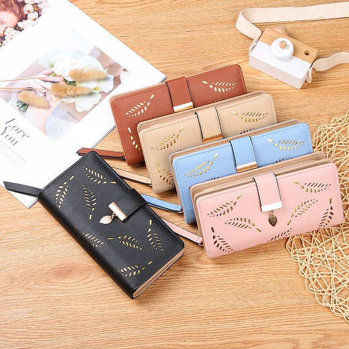 BowLift | Long wallet for women with leaf pattern