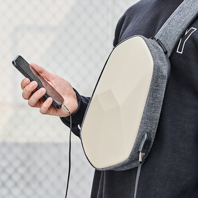BowLift | Anti-theft, Waterproof, Anti-collision Chest Bag, with Geometric 3D Shell, Side USB Interface, High-quality Protection, Multi-layer Partition Storage, for Travel, Outing, Shopping and More
