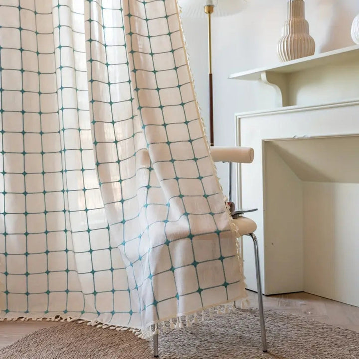 BowLift | Turquoise Lattice Boho Tassel Curtain