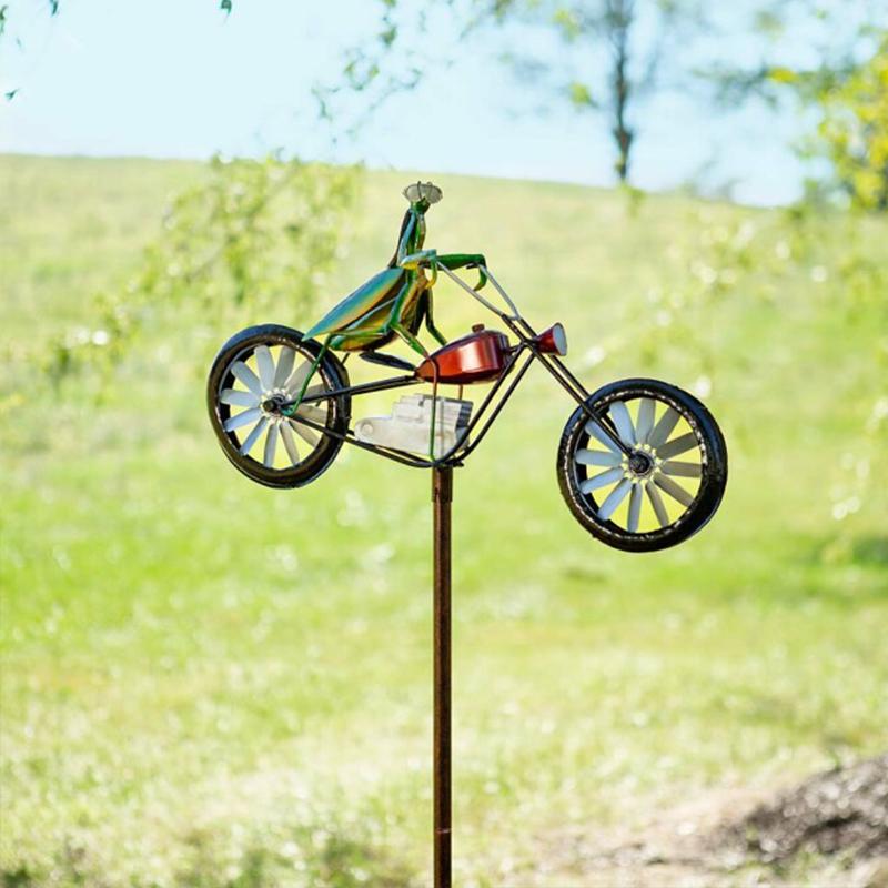Handcrafted Animal Bicycle Wind Spinner with Recycled Metal Design