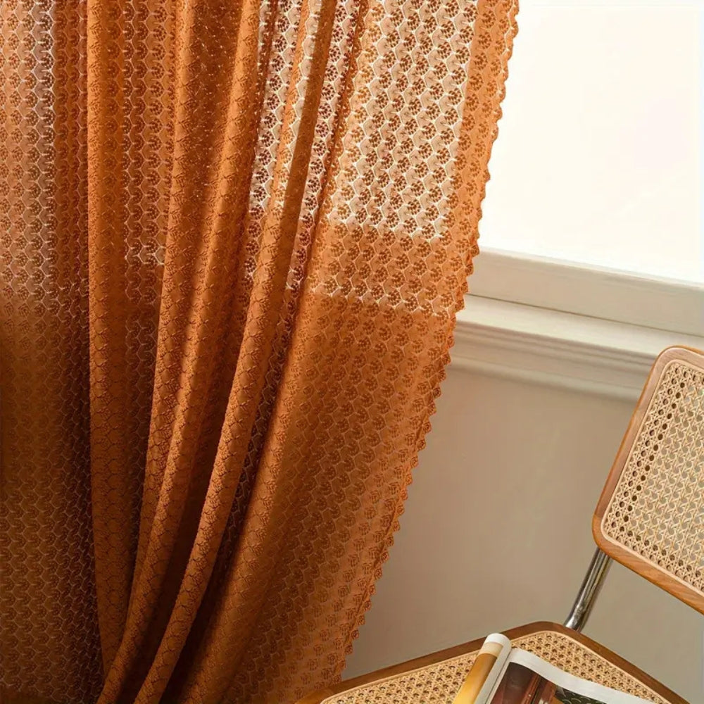 BowLift | Amber Glow Boho Crochet Window Curtain Panel