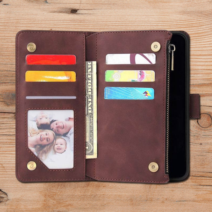 BowLift | Multi-card Zipper Pocket Leather Case for iPhone