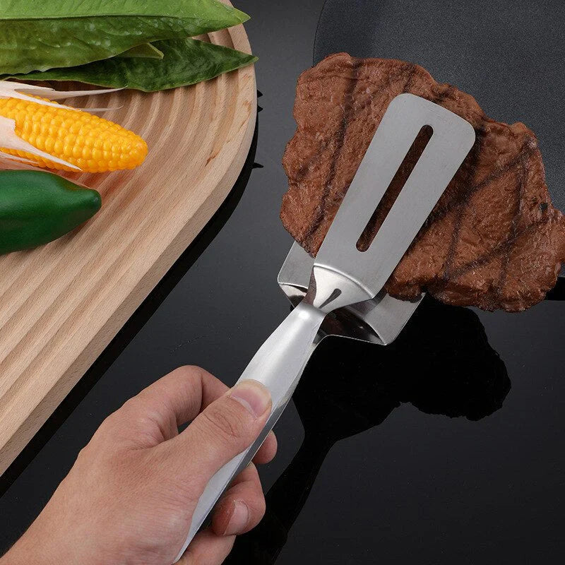 BowLift | Double-sided stainless steel turner with non-slip handle – Ideal for grilling and frying