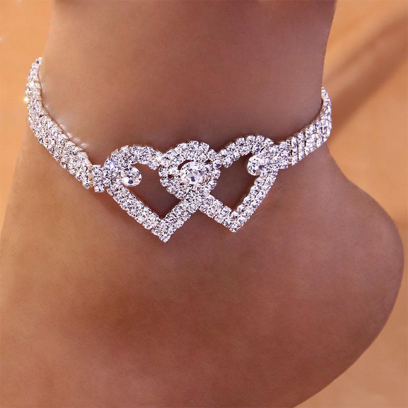 BowLift | Fashion Rhinestone Double Heart Anklet