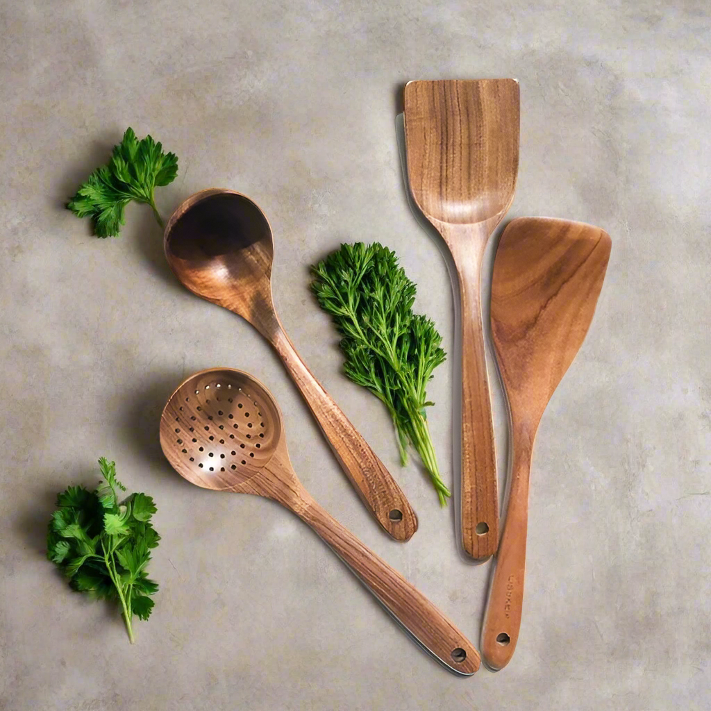 BowLift | TeakChef Kitchen Set – Sustainable Antibacterial Kitchen Utensils made of Teakwood