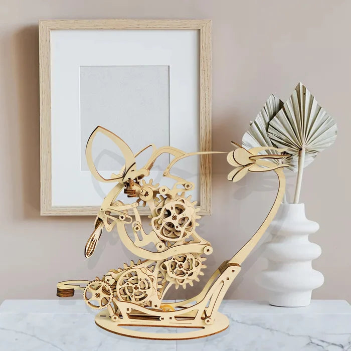 BowLift | Wood kinetic hummingbird sculpture